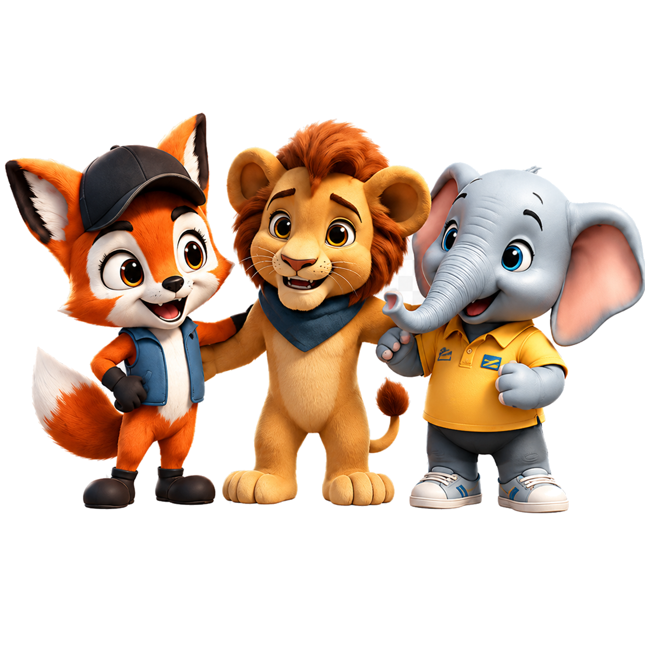 Faísca, Chico e Diego, mascotes dos Anos Iniciais, reunidos